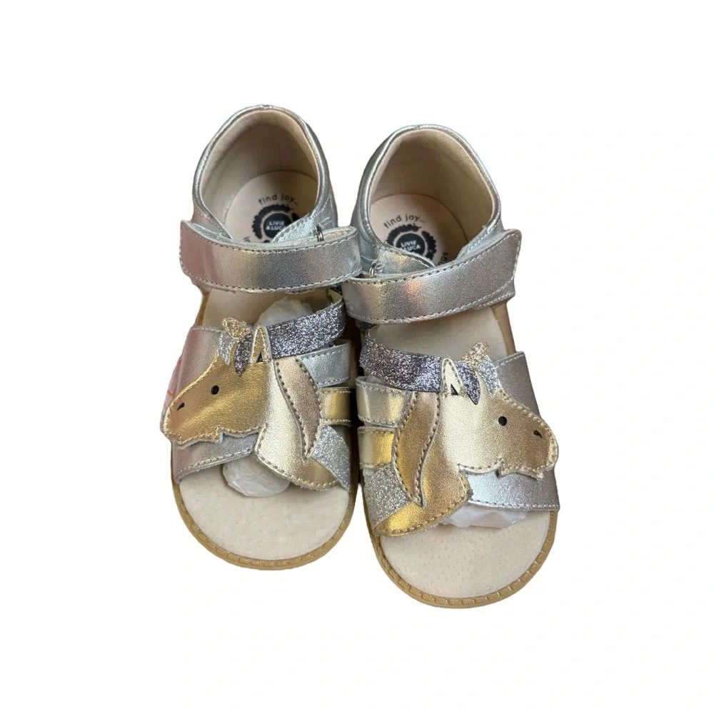 LIVIE & LUCA GIRL'S UNICORN SANDALS | SILVER METALLIC